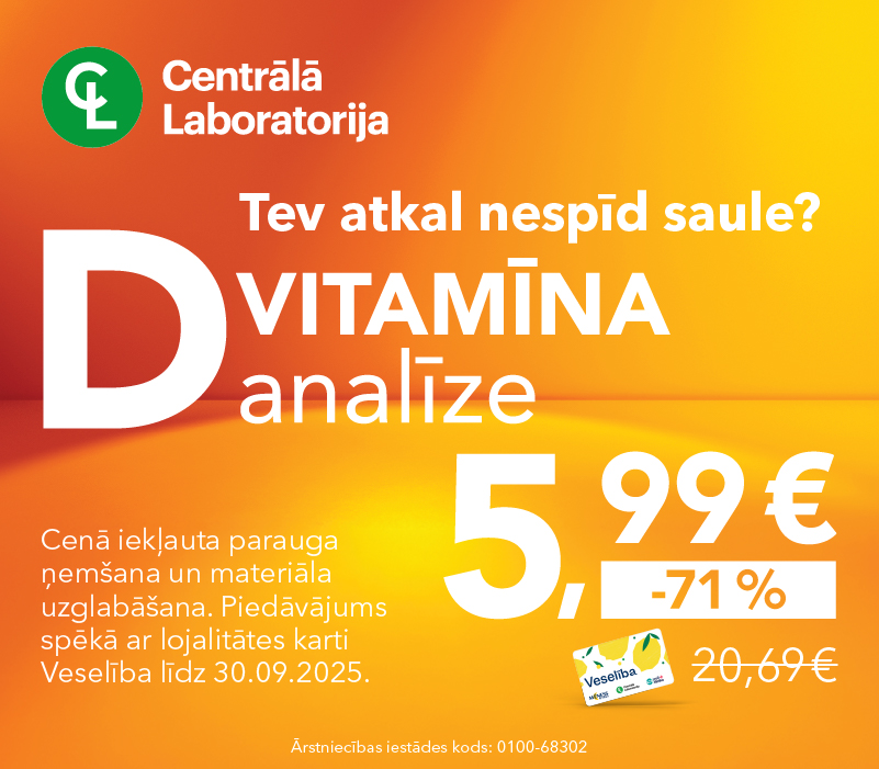 Centrālās laboratorijas septembra piedāvājums D analīze par īpašo cenu